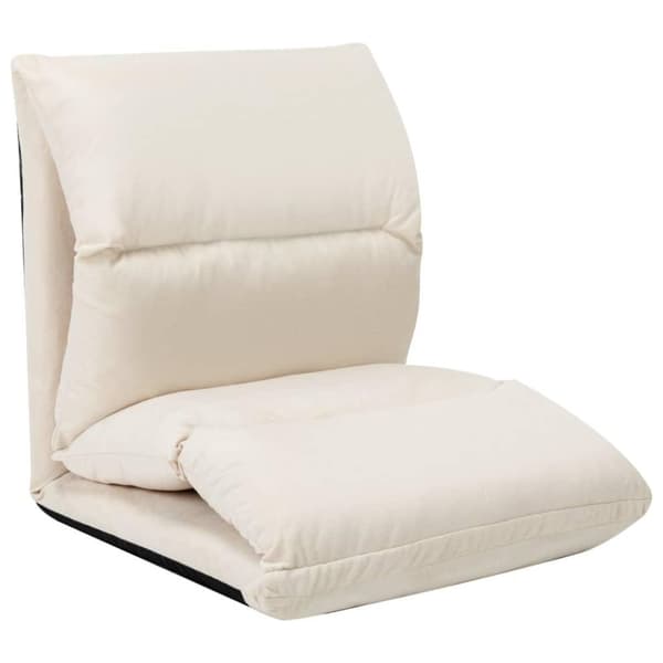 vidaXL Golvstol vikbar gräddvit mikrofiber