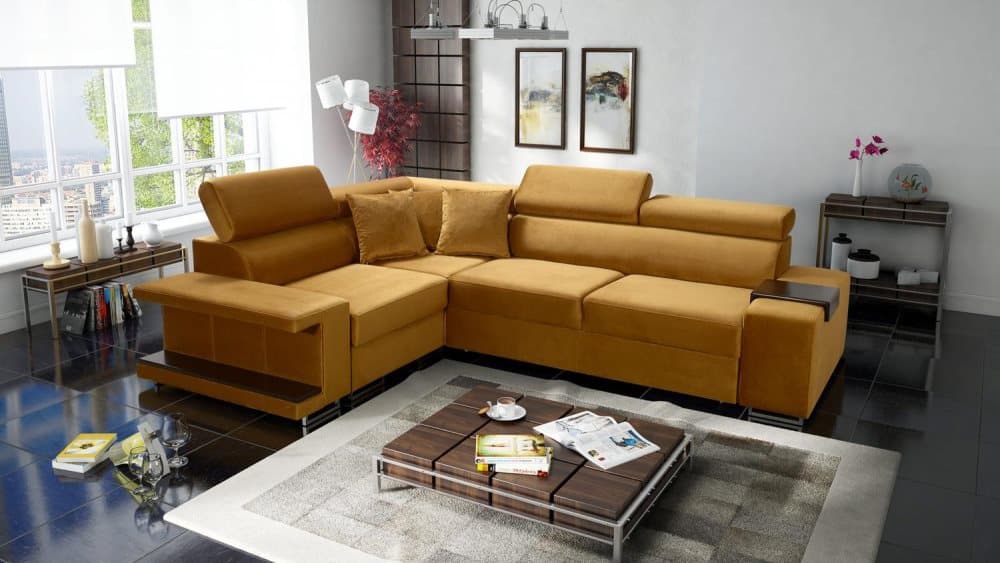 VECTOR II DIVANBÄDDSOFFA 282 VÄNSTER GULD SAMMET