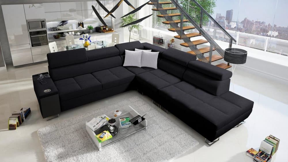 MORENA IX BÄDDSOFFA 283x298 HÖGER MINT SAMMET MED USB (kopia)