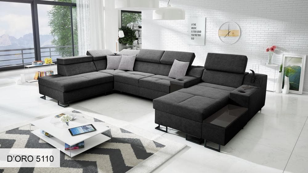 ALICANTE V U-BÄDDSOFFA 375x223x173 HÖGER GRÅ