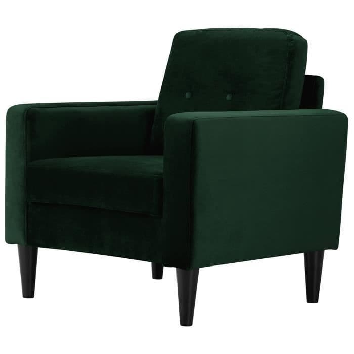 IBRA VELVET Fåtölj - Skoggrön sammet - Klassisk - L 80 x D 81 cm