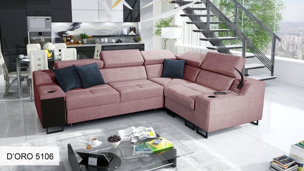 ALICANTE II BÄDDSOFFA 287x211x100 HÖGER ROSA