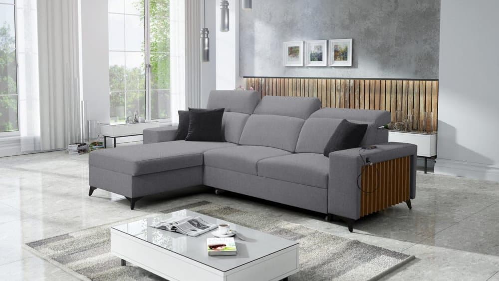 BARTON BÄDDSOFFA 286 x182x101 VÄNSTER GRÅ