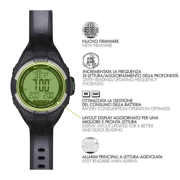Salvimar Tietokone One Plus Freediving Musta