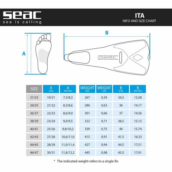 Snorkelfinner Seac Pinne Ita Indigo - 42-43
