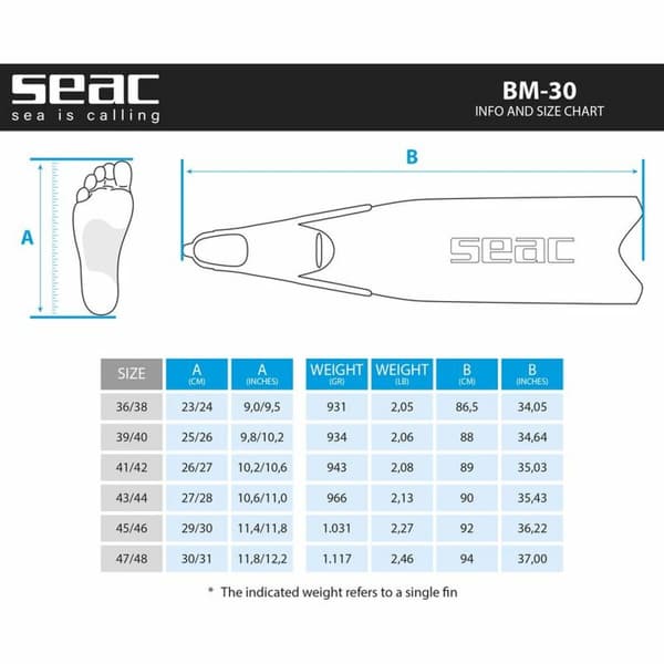 Svømmeføtter for snorkling Seac BM-30 Svart - 41-42