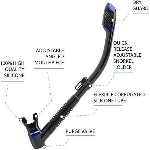 Cressi Dry Snorkel Unisex Adult Snorkel, Svart/Mörkblå, Uni, Svart - XES259525