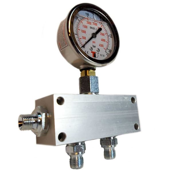 Metalsub Manifold Block With Gauge G 1/4´´ Inlet 2 Outlets Søvfarvet