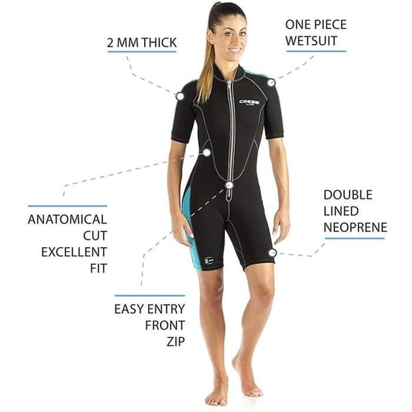 Cressi Lido Lady Dam 2 mm neopren Shorty våtdräkt, svart/orange, XXXL/7 - XLV457517