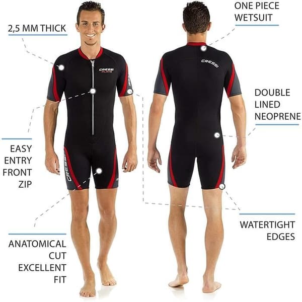Cressi Plage Man våtdräkt 2,5 mm, högstretch neopren Shorty våtdräkt för män, svart/blå, XXXXL/8 - XLV445028