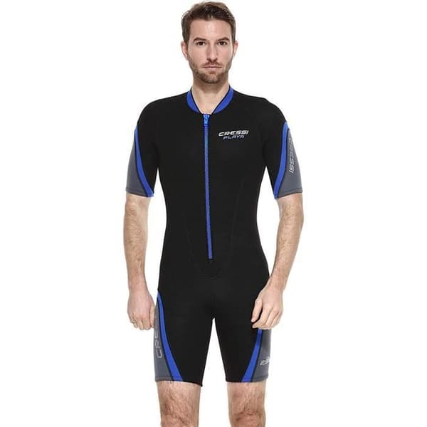 Cressi Plage Man våtdräkt 2,5 mm, högstretch neopren Shorty våtdräkt för män, svart/blå, XXXXL/8 - XLV445028