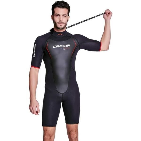 Cressi Altum Man 3 mm våtdräkt Shorty våtdräkt för män Premium 3 mm neopren, svart/röd, XL - XLV436025