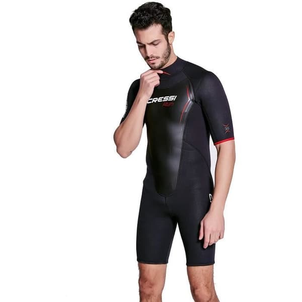 Cressi Altum Man 3 mm våtdräkt Shorty våtdräkt för män Premium 3 mm neopren, svart/röd, XL - XLV436025