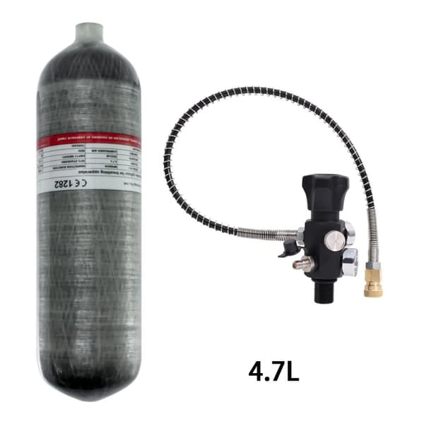 TUXING Carbonfiber Cylinder, 4,7L Kapacitet, 300 BAR Arbejdstryk,4.7L med ventil