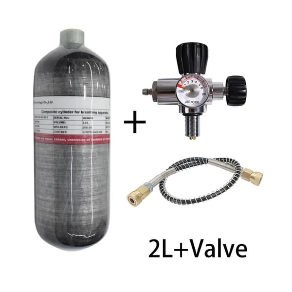 TUXING 2L Kolfiber Cylinder, 300 BAR Arbetstryck, Lättviktig på 3,9 KG,med ventil B