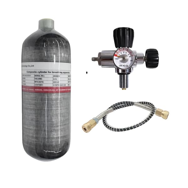 TUXING 2L Kolfiber Cylinder, 300 BAR Arbetstryck, Lättviktig på 3,9 KG,med ventil B
