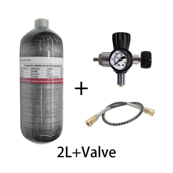 TUXING 2L Kolfiber Cylinder, 300 BAR Arbetstryck, Lättviktig på 3,9 KG,med ventil B