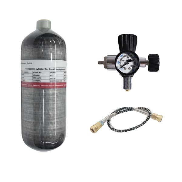 TUXING 2L Kolfiber Cylinder, 300 BAR Arbetstryck, Lättviktig på 3,9 KG,med ventil B