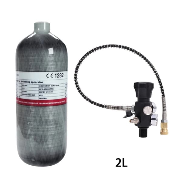 Korkeapaineilmatankki, 2,0 L kapasiteetti, 300 BAR työpaine,2L B-venttiilillä-a