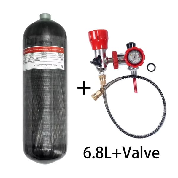 4500psi/300Bar 6,8L kolfibercylinder med ventil, högtryckstank för dykning med M18*1,5 gänga