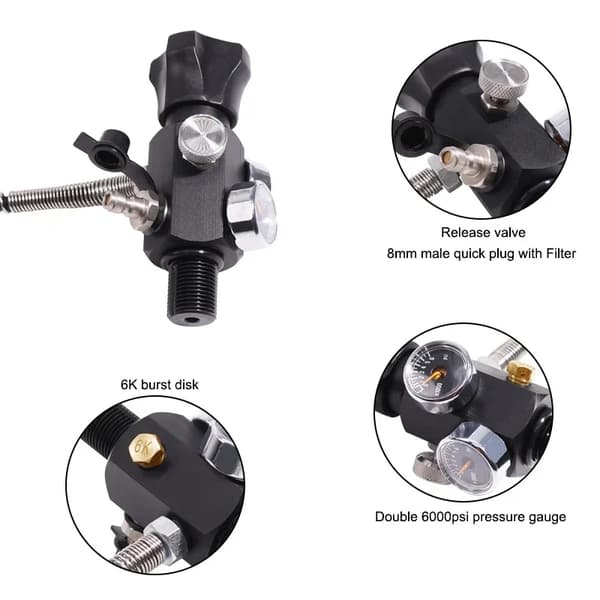 4500psi/300Bar 2,5L kolfibercylinder med ventil, högtryckstank för dykning med M18*1,5 gänga