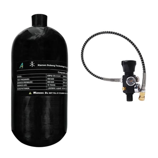 4500psi/300Bar 2,5L kolfibercylinder med ventil, högtryckstank för dykning med M18*1,5 gänga