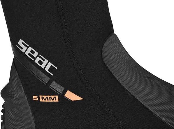 Seac Basic HD dykstövel, 5 mm dykstövlar i neopren med dragkedja, halvstyv vulkaniserad sula