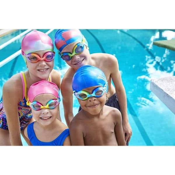 Zoggs Silicone Junior Multicolor Badmössa Ungdom Unisex, Blå/Röd/Aqua, 6-14 År - 305634