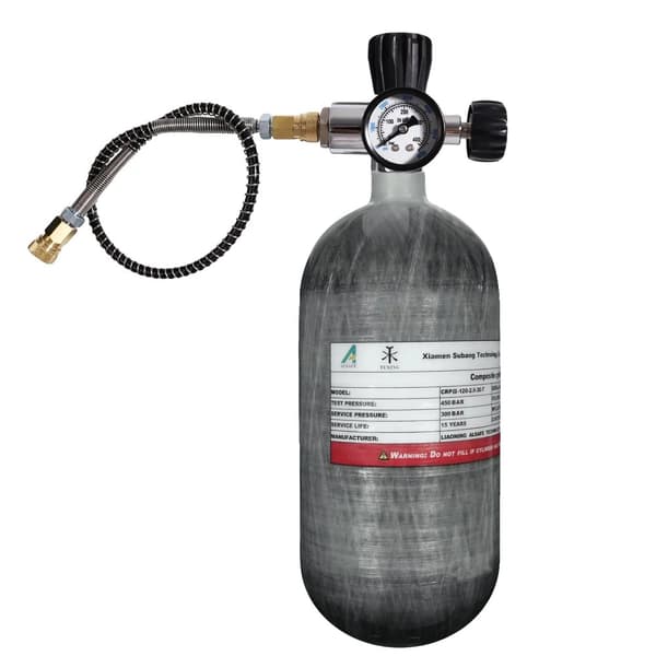 TUXING 2.5L Korkeapaineinen Hiilikuitusylinteri, Työpaine 300 BAR, Kestävä Alumiiniseosvuori,2,5L venttiilillä