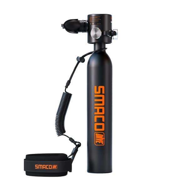 SMACO Mini Scuba -säiliö, 0,5 L kapasiteetti, jopa 10 minuutin sukellusaika,Paketti A - MUSTA