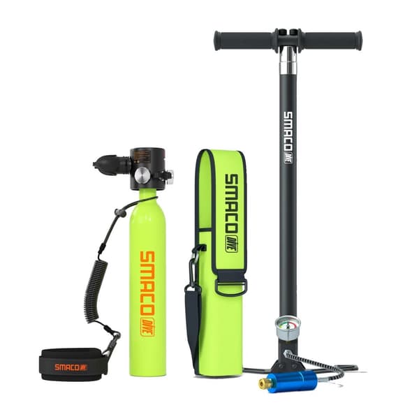 SMACO Mini Scuba -säiliö, 0,5 L kapasiteetti, jopa 10 minuutin sukellusaika,Paketti C - Vihreä