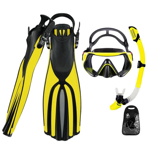 TUDIVING Snorkeludstyr, Anti-Dug Maske, Fuldt Tørt Snorkel,L/XL, Gul