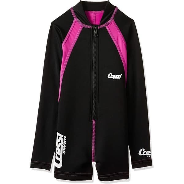 Cressi Sub S.p.A. Shorty Kids Swimware Unisex barnbaddräkt, svart/rosa/långärmad, S (2 år) -