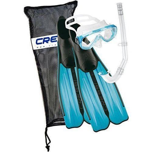 Cressi Rondinella Bag Ensemble Dykning/Simsport fötter, mask, snorkel med väska - Aquamarin - 41/42 - CA189241