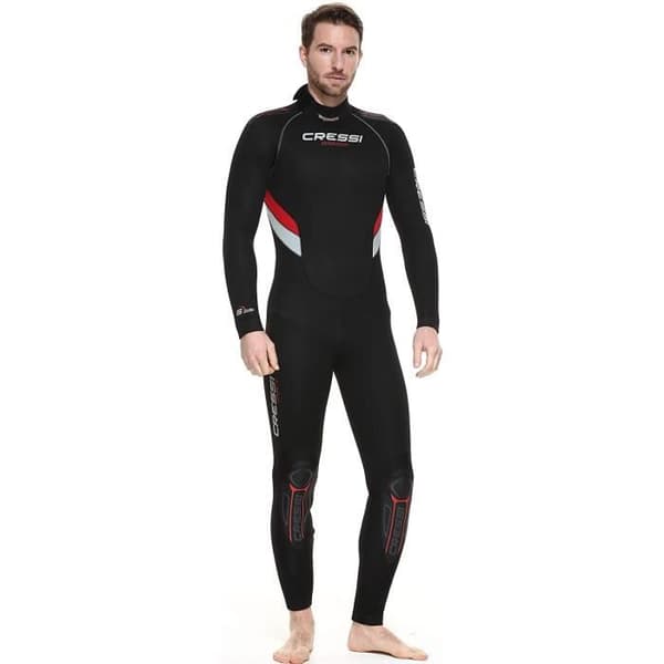 Cressi Castoro Man 5 mm högstretch neopren våtdräkt för män, svart/röd, XL/5 - XLR106435