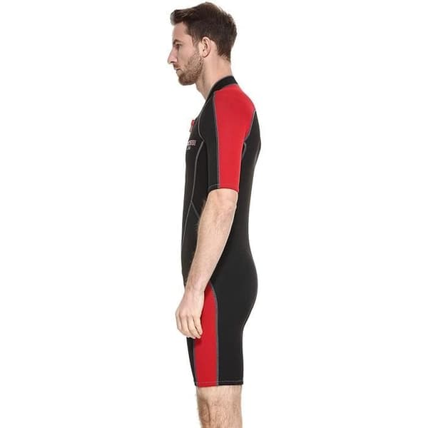 Cressi Lido Man Neoprene Shorty 2 mm våtdräkt - simning och dykning för män, svart/röd, XXL/6 - XLV455516