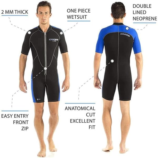 Cressi Lido Man Neoprene Shorty 2 mm våtdräkt - simning och dykning för män, svart/röd, XXL/6 - XLV455516