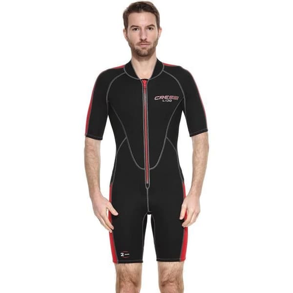Cressi Lido Man Neoprene Shorty 2 mm våtdräkt - simning och dykning för män, svart/röd, XXL/6 - XLV455516