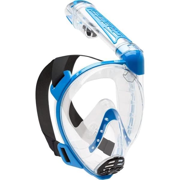 Cressi Duke helmask hel/integrerad mask designad för snorkling med snorkeltorr unisex vuxen, transparent/blå,