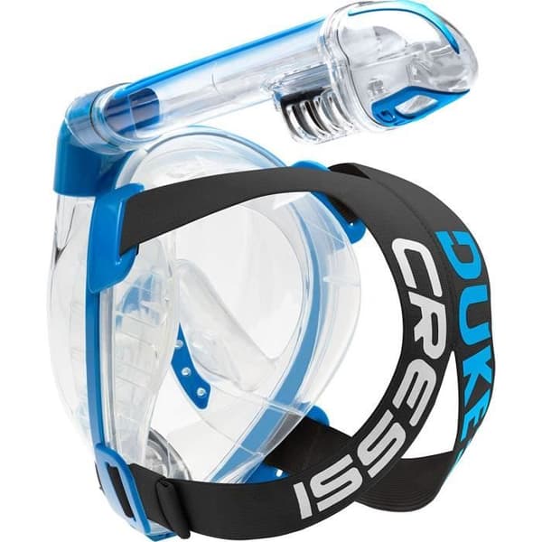 Cressi Duke helmask hel/integrerad mask designad för snorkling med snorkeltorr unisex vuxen, transparent/blå,