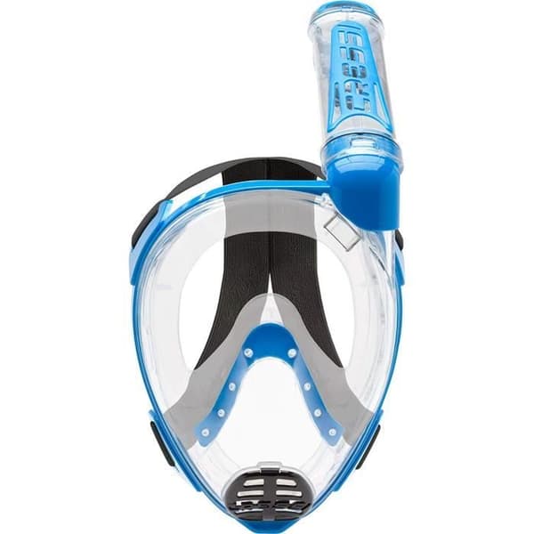Cressi Duke helmask hel/integrerad mask designad för snorkling med snorkeltorr unisex vuxen, transparent/blå,