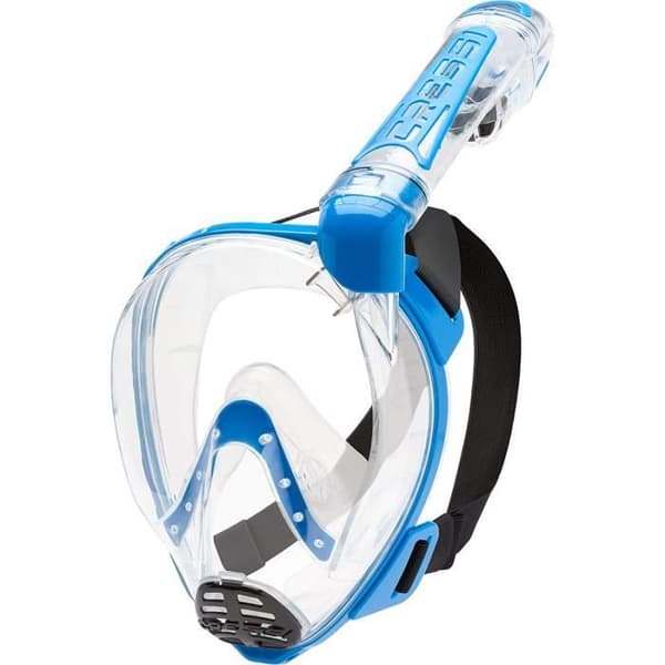Cressi Duke helmask hel/integrerad mask designad för snorkling med snorkeltorr unisex vuxen, transparent/blå,