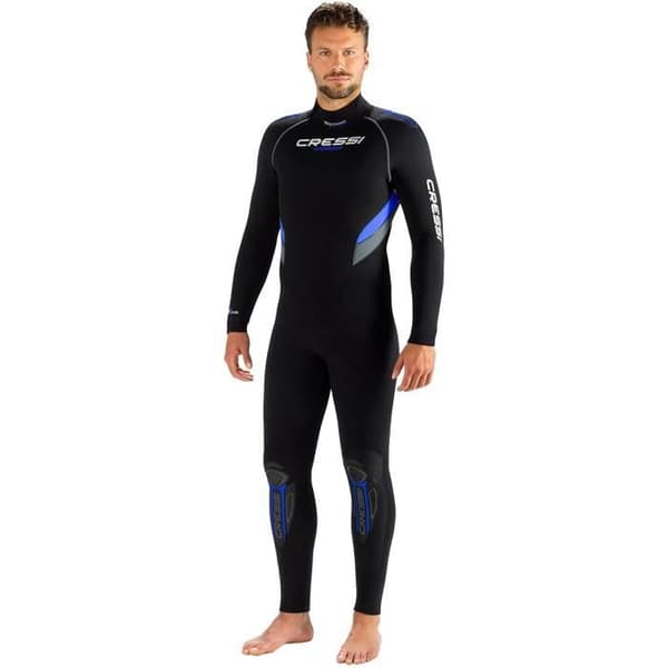 Cressi Castoro Man 5 mm högstretch neopren våtdräkt för män, svart/blå/grå, XXL/6 - XLR106426