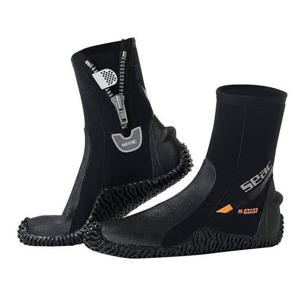 Seac Boot/Slipper Basic Hd 5 mm med dragkedja - Vulkaniserad halvstyv sula - Skyddad fot och hög komfort under