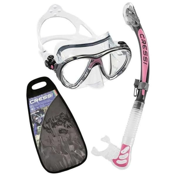 Set för snorkling - CRESSI - Evo Big Eyes & Alpha Ultra Dry - Transparent/Rosa