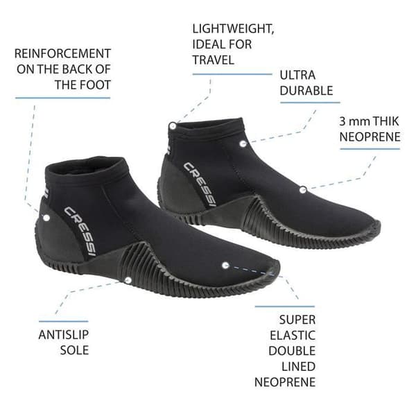 Cressi - XLX4309 - Dykarskor - Unisex Vuxen - Svart - 42-43 / L - XLX430903