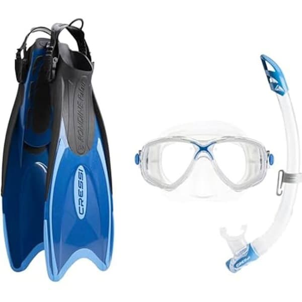 Ensemble Dykningsutstyr - Cressi - Palau - Føtter, Maske, Snorkel - Transportbag Inkludert - Blå/Lys Blå