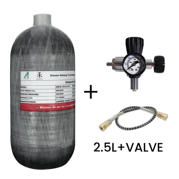 TUXING Kolfiber HPA-tank, 2,5L kapacitet, 300 BAR arbetstryck,2,5L-Vit