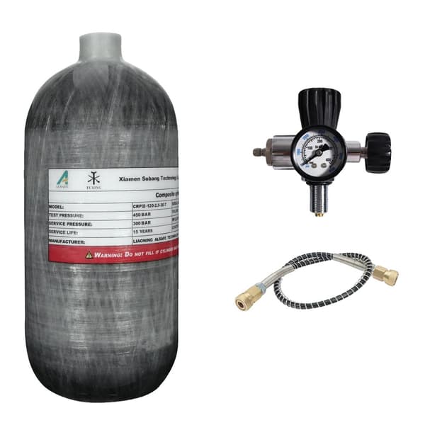 TUXING Kolfiber HPA-tank, 2,5L kapacitet, 300 BAR arbetstryck,2,5L-Vit