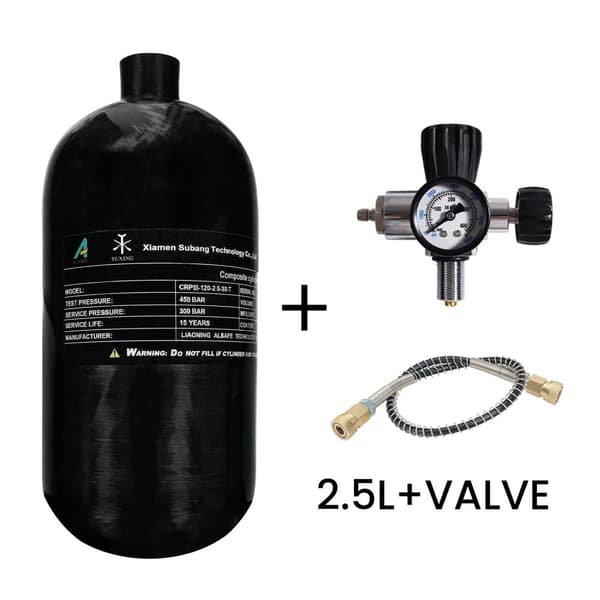 TUXING Kolfiber HPA-tank, 2,5L kapacitet, 300 BAR arbetstryck,2,5L-Svart